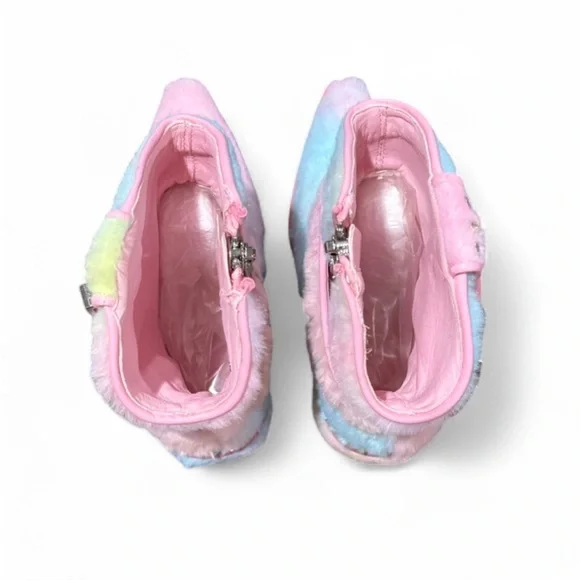 Club Exx Sharp Sheriff Shine Cowboy Boots Rainbow Faux Fur & Rhinestones, Rave - Picture 11 of 11